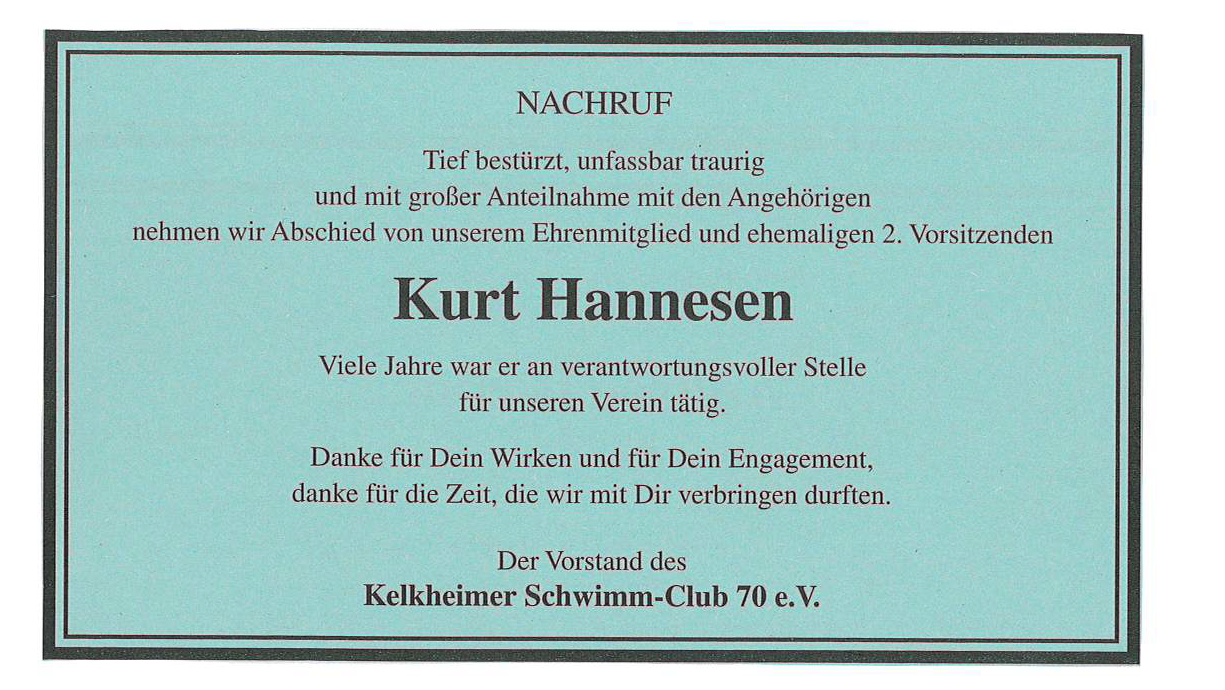 Ehrenmitglied Kurt Hannesen 